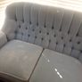 Antique Dutch sofa blue buttoned back with 4 cushions and 2 arm covers Image 7