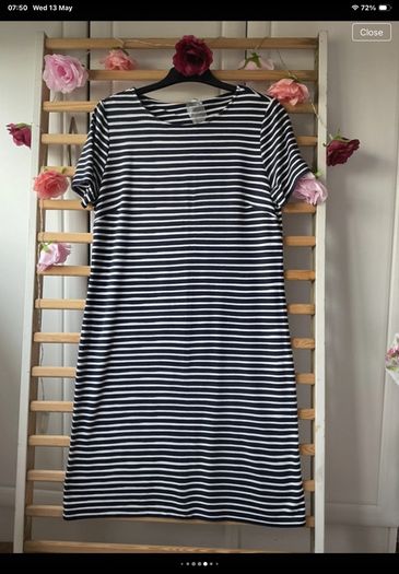 dress street one navy & white striped dress size 38(12)