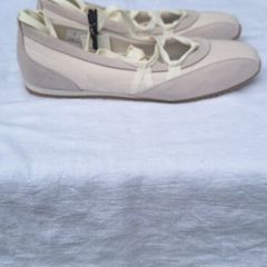 Marks & Spencers White  Ankle Tie Ballet Flat Trainers