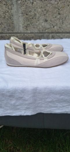 Marks & Spencers White  Ankle Tie Ballet Flat Trainers