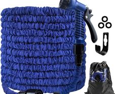 CNMTCCO Garden Hose Pipe, 100FT Garden Hoses Expandable with 3/4", 1/2" Fittings, Expanding Magic Hose, with 7 Function Spray Nozzle, Anti-Leakage Latex Core Hosepipe (30M)