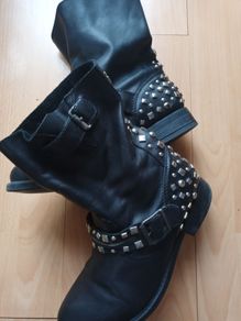 River Island leather studded biker boots