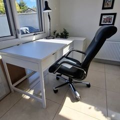 desk, chair and drawers