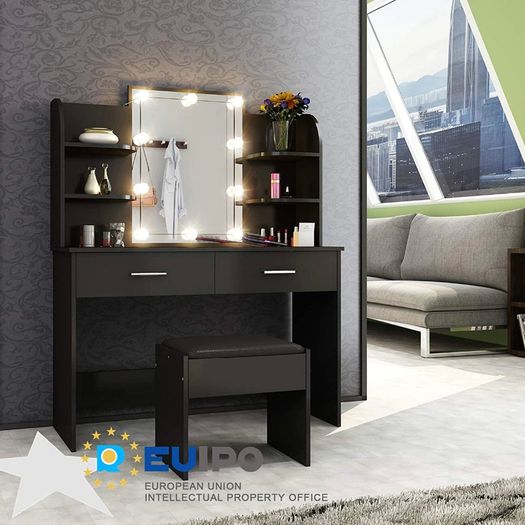 Makeup Dressing Desk Mirror with RGB LED Lights with 2 drawers for Bedroom