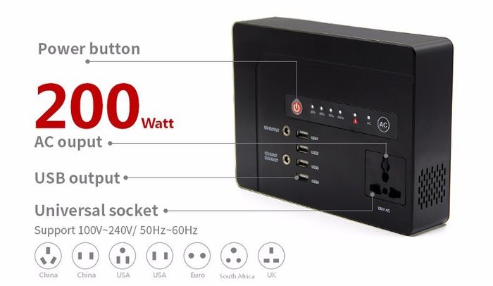 42000mAh 250W (Max) Power Bank  AC Outlets & 4 USB Ports Universal Travel Charger
