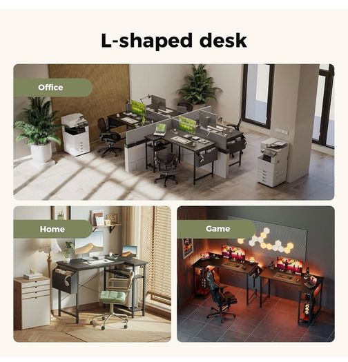 Small L Shaped Desk with Power Outlets,100 cm L Computer Corner Desks