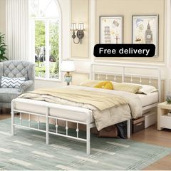 King Size Bed Frame with Victorian Headboard and Footboard