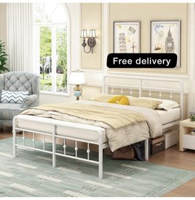 King Size Bed Frame with Victorian Headboard and Footboard