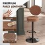 Bar Stools Set of 3 Faux Leather Breakfast Bar Stools  Brown Ergonomic Bar Stools, Height Adjustable, 360 Swivel, with Backrest, Faux Leather, 8 cm thick seat, Effortlessly Clean Image 4