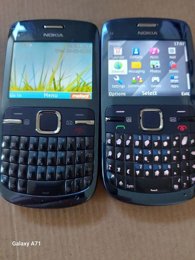 2 Nokia C3 mobile phones, light Blue, in excellent condition