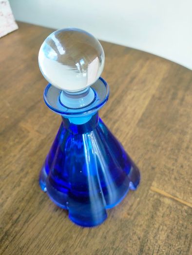 Vintage blue glass perfume bottle