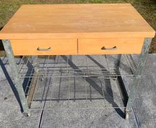 Butcher Block Table Island on wheels
