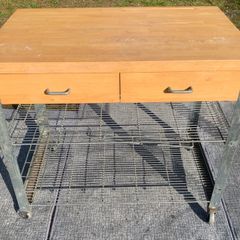 Butcher Block Table Island on wheels