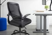 Adjustable ergonomic swivel chair office and study seat with lumbar support height adjustment, 360 rotation, 90 flip up armrests for home office Black