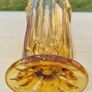 Amber vase on a foot made of pressed glass Image 4