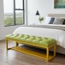 Metal-Framed Bench 140x40cm Green Eco Leather / Gold Frame Image 6