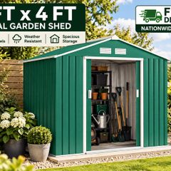 7ft x 4ft Metal Garden Shed with Foundation Frame