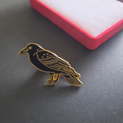 Raven Enamel Pin - Crow Lapel Pin, Gothic Bird Jewelry, Black Bird Brooch, Edgar Allan Poe Inspired Gift, Dark Academia Accessory