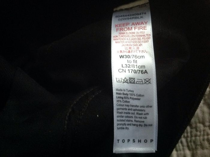 Trousers, black cotton.