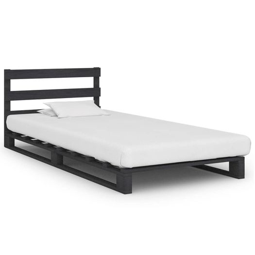 Pallet Bed Frame Grey Solid Pine Wood 100x200 cm