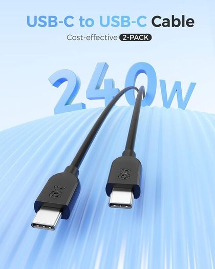Cable Matters 2-Pack Extreme Flexible 240W USB C Charging Cable 0.9m, Black, for MacBook Pro, iPad Pro, iPhone 15 Pro, Apple Vision Pro (140W USB C Charger Cable, USB C Cable)