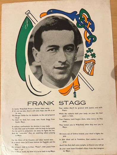 Rare Original 1976 Frank Stagg Irish Republican Hunger Strike Memorial Poster