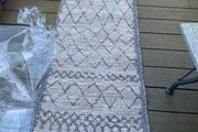 New 240cm x 58cm distressed oatmeal and grey indoor/outdoor runner