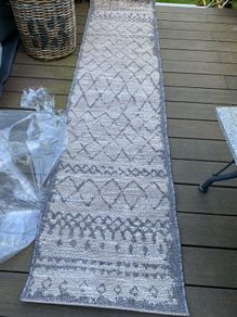 New 240cm x 58cm distressed oatmeal and grey indoor/outdoor runner