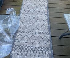 New 240cm x 58cm distressed oatmeal and grey indoor/outdoor runner