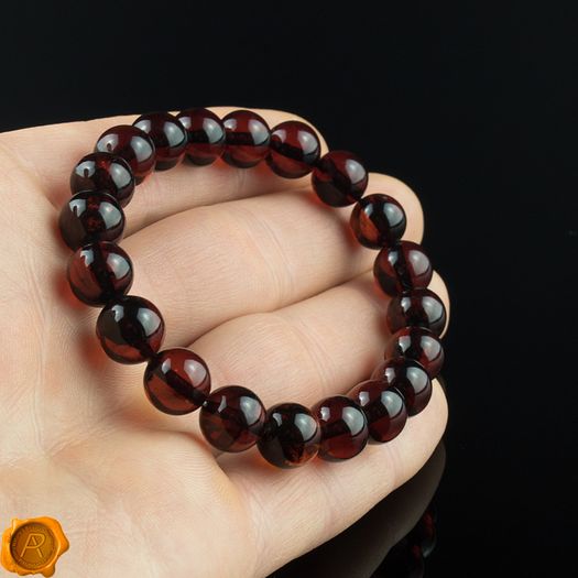 Luxury Dark Cherry Baltic Amber Unisex 8mm Beaded Stretch Bracelet for Men Women Amber Beads