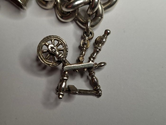 Vintage Sterling Silver Charm Bracelet, Movable Charms