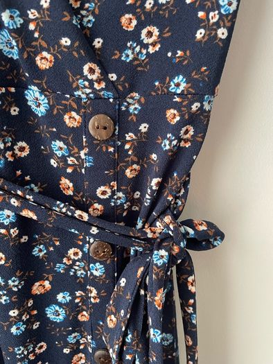 Monteau navy print belted dress size 10 - new