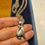 Vintage Stamped Sterling Silver Heavy Elaborate Chain and Cat Pendant Image 2