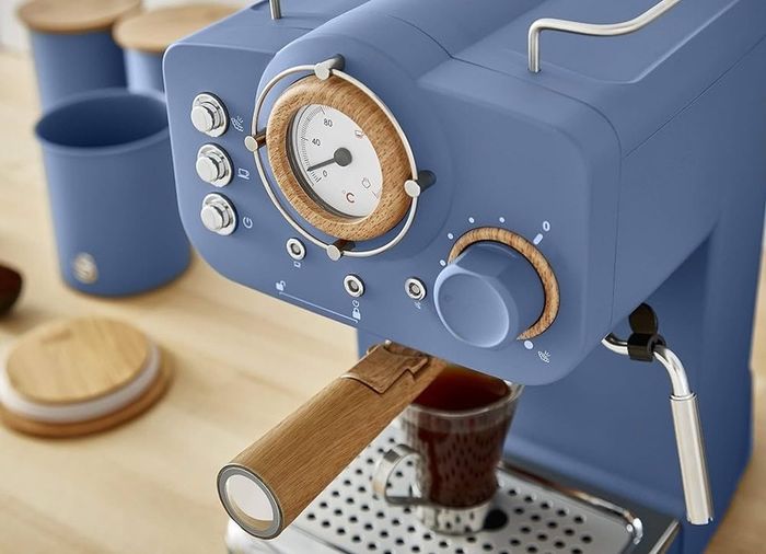 FREE EXPRESS SHIPPING Nordic Espresso Coffee Machine with Milk Frother, Steam Pressure Control, 1.2L Detachable Water Tank, 1100W, Nordic Blue