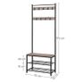 Coat stand coat rack, clothes rack with shoe racks, shoe rack with seat, for hallway, with hook, 3 shelves, made of metal, height 175 cm, industrial design, Image 4