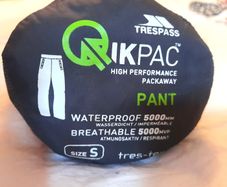 Tresspass Quickpac rain trousers Size S