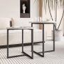Round Coffee Table Set of 2,Small Coffee Table Living Room Tables,Metal Frame with Wood Side Table,Sofa Tea Table for Small Space/Living Room/Bedroom,Stacking Side Tables,Black + OAK Image 5