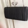 Black pleated bag with diamante clasp Image 2