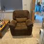 Reclining Arm chair real suede leather, manual recliner Image 2