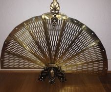 Peacock fan fireplace screen