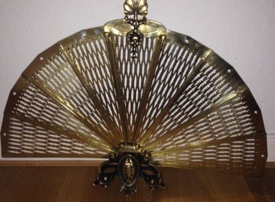 Peacock fan fireplace screen