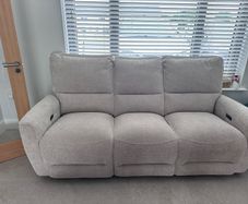 3 Seater Beige Fabric Power Recliner Sofa - Ashbrook