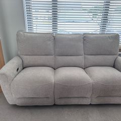 3 Seater Beige Fabric Power Recliner Sofa - Ashbrook