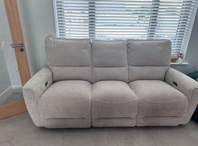 3 Seater Beige Fabric Power Recliner Sofa - Ashbrook