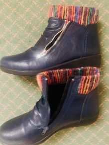 Ladies Navy Leather Boots