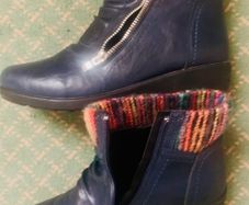 Ladies Navy Leather Boots