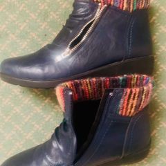 Ladies Navy Leather Boots