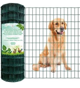 Garden Home 1M X 25M Green Wire Mesh Fencing RAL6005 PVC Coated 100 x 75mm Mesh Size 2.2mm Wire Diameter Galvanized Wire Fence Roll Poultry Netting Chicken Wire Hardware Cloth (FREE POSTAGE)