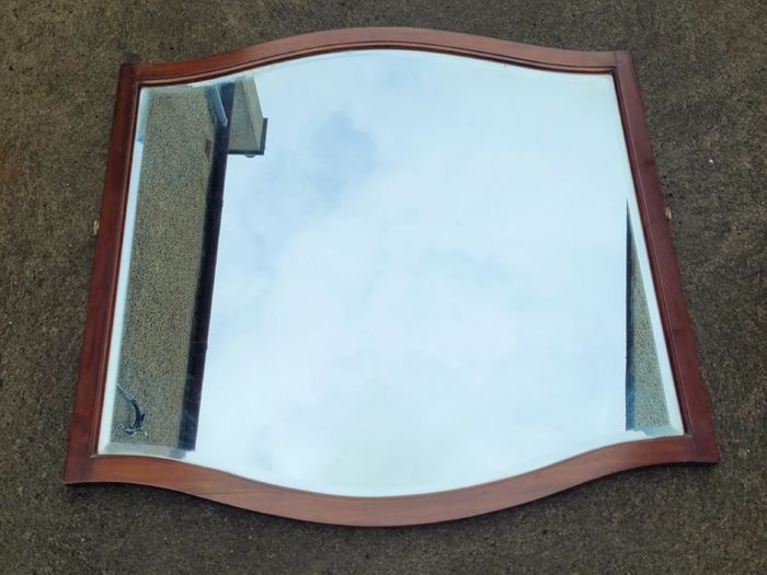 Antique mahogany bevelled mirror/over mantle