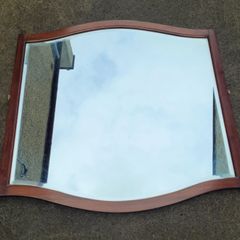 Antique mahogany bevelled mirror/over mantle